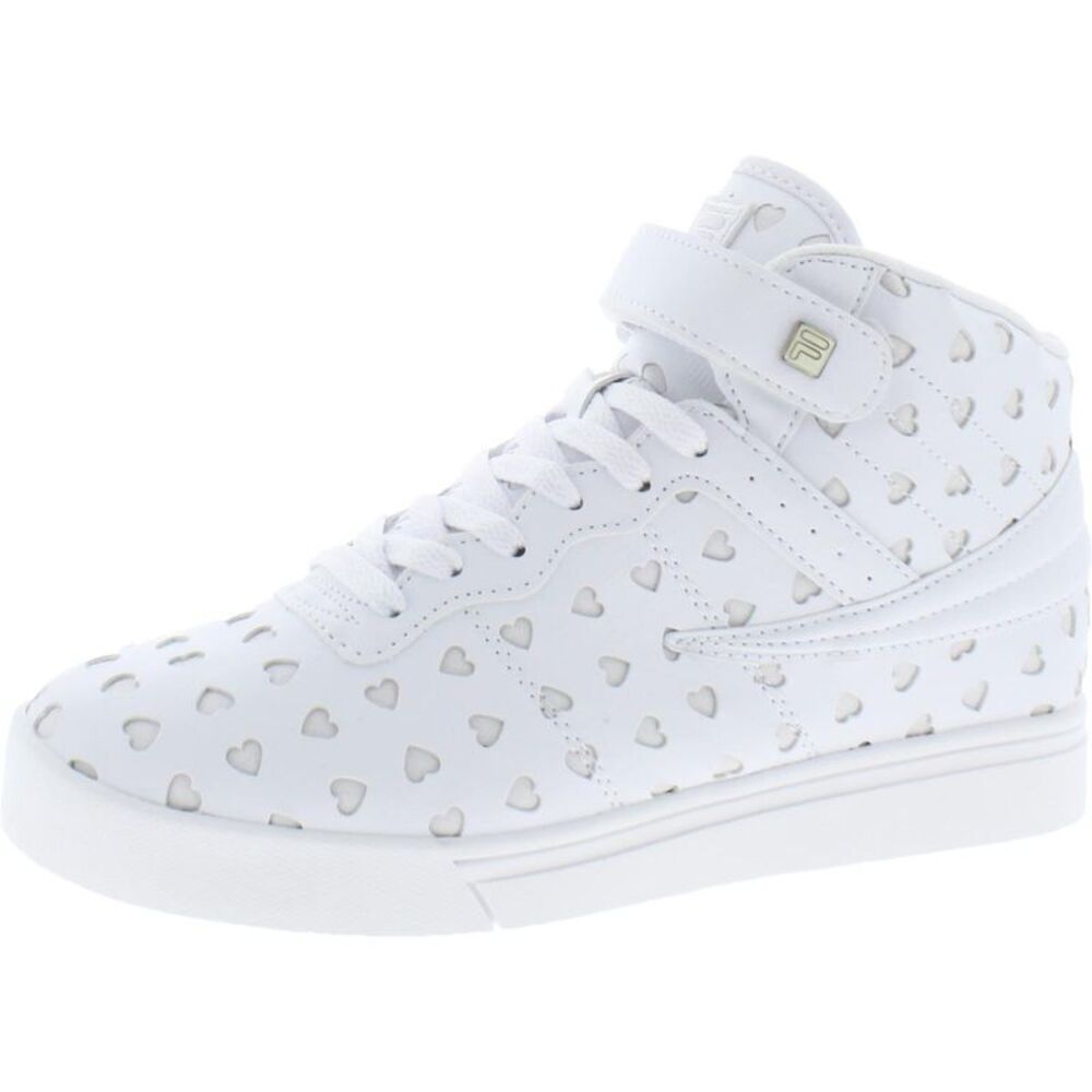 Fila Womens Vulc 13 Big Hearts White Faux Leather Fashion Sneakers Shoes New